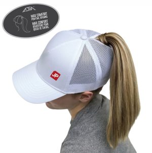 Ladies Meshback Ponytail Hat - Left panel of hat logo